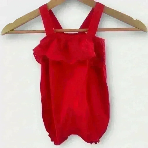 Carter's Other - Carter's Just One You Baby Girls Size 12M Red White Sleeveless Romper Lace